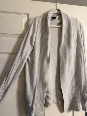 Ann Taylor Light Gray Open-Front Shawl Cardigan